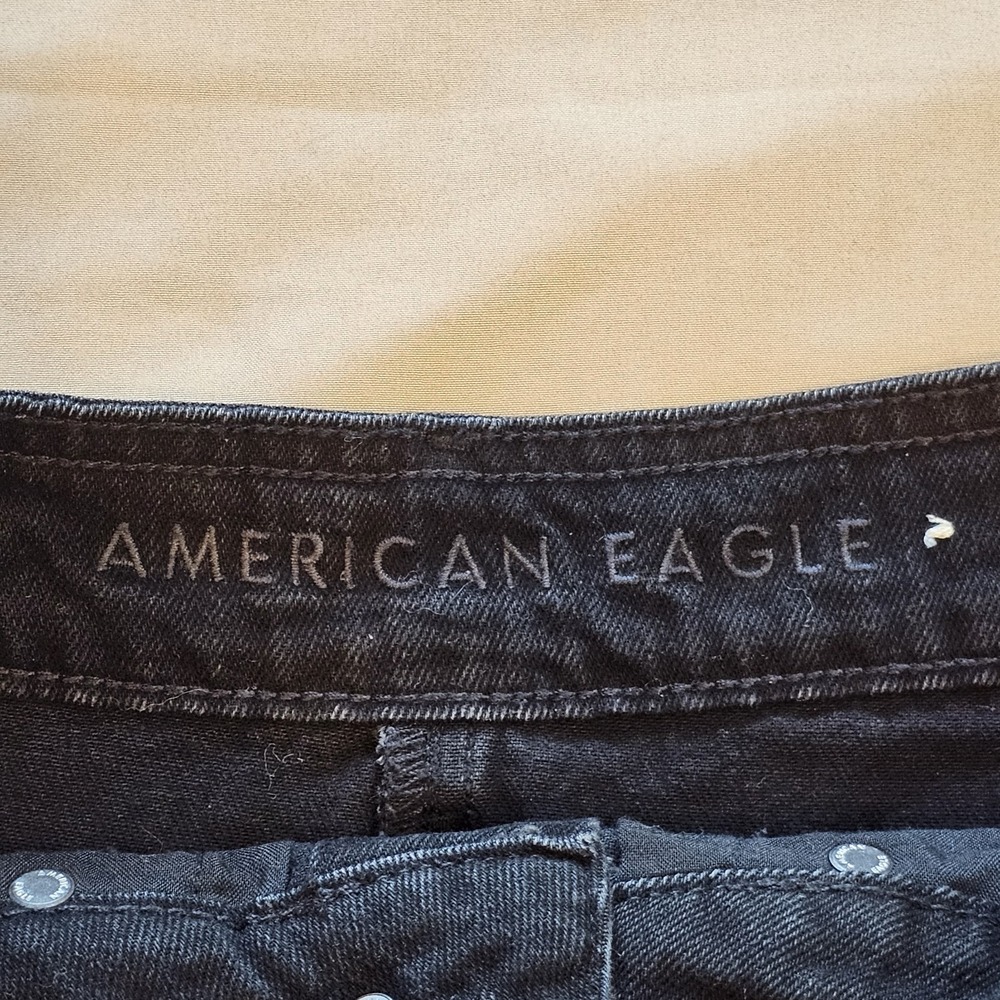 American Eagle Womens Black Denim Hi Rise Button-up Mini‎ Skirt Pockets Size 0 - Picture 3 of 7
